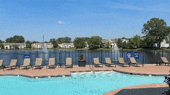 Resort style lake view pool